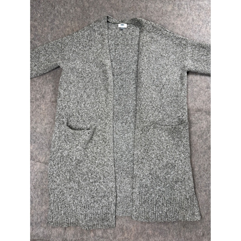 Old Navy Cardigan Sweater Womens L Gray Marl Knit Open Front Longline Boho Chic